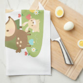 かわいいカラフルな森の動物たち キッチンタオル (四つ折り)