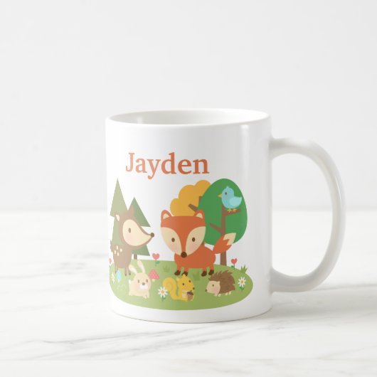かわいいカラフルな森の動物たち コーヒーマグカップ (右)