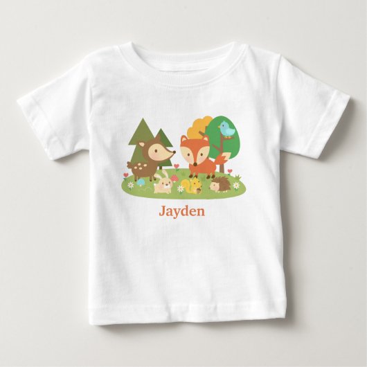 かわいいカラフルな森の動物たち ベビーTシャツ (正面)
