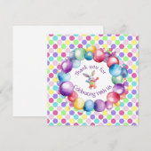 かわいいカラフルな水彩うさぎとかわいい水玉模様 サンキューカード (正面/裏面)