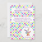 かわいいカラフルな水彩うさぎとかわいい水玉模様 招待状 (裏面)