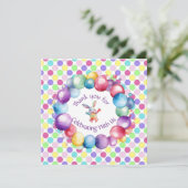 かわいいカラフルな水彩うさぎとかわいい水玉 サンキューカード (スタンド正面)