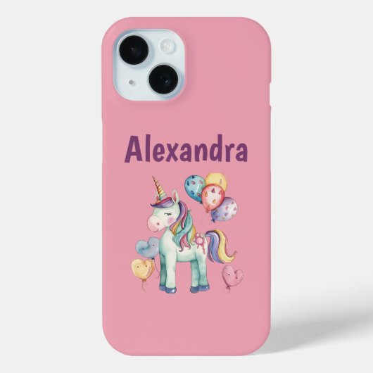 かわいいカラフルな水彩ユニコーン Case-Mate iPhoneケース (裏面)