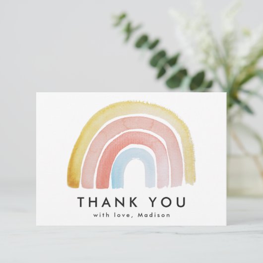 かわいいカラフルな水彩虹 サンキューカード (スタンド正面)