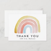かわいいカラフルな水彩虹 サンキューカード (正面/裏面)