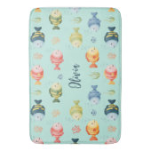 かわいいカラフルな熱帯魚のパターン バスマット (正面縦)