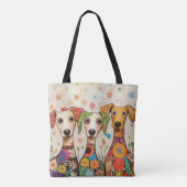 かわいいカラフルな犬のデザイン トートバッグ (裏面)
