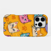 かわいいカラフルな猫柄のiPhoneケース iPhoneケース (裏面横)
