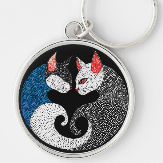 かわいいカラフルな猫 キーホルダー (正面)