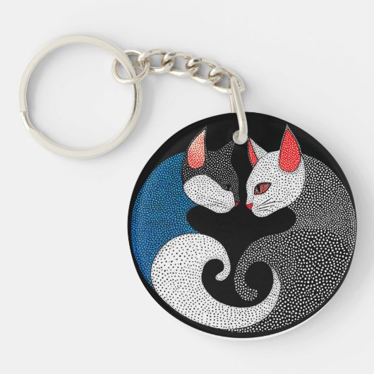 かわいいカラフルな猫 キーホルダー (正面)