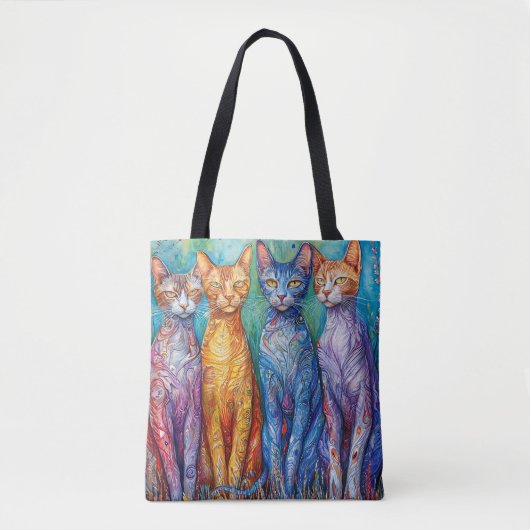 かわいいカラフルな猫 トートバッグ (正面)