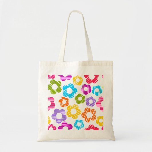 かわいいカラフルな花の女の子らしい明るい花柄 トートバッグ (正面)