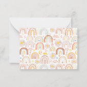 かわいいカラフルな虹とデイジーの花のブックプレート ノートカード (裏面)