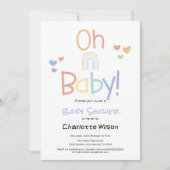 かわいいカラフルな虹のベビーシャワー招待状 招待状 (正面)