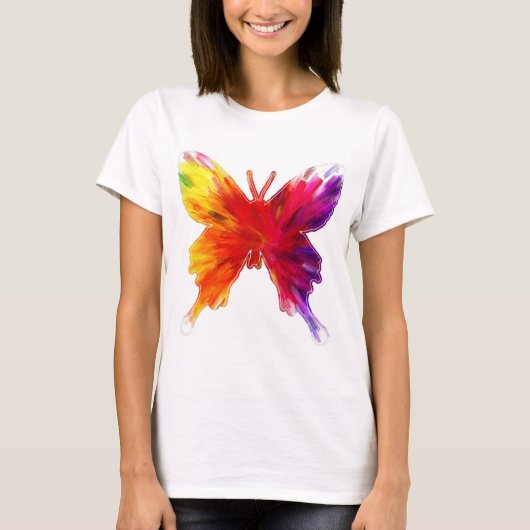 かわいいカラフルな蝶の模様 Tシャツ (正面)