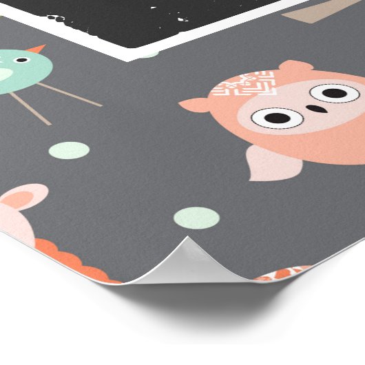 かわいいカラフルな野生の動物の誕生日ウェルカム ポスター (角)