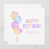 かわいいカラフルな風船 子供たちお誕生日おめでとう (正面/裏面)
