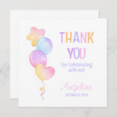 かわいいカラフルな風船 子供の誕生日お礼 サンキューカード (正面/裏面)