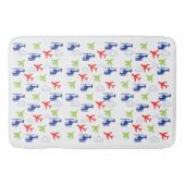 かわいいカラフルな飛行機と雲の航空ファン バスマット (正面)