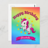 かわいいカラフルな魔法のユニコーン虹の子供の名前 ポストカード (正面/裏面)