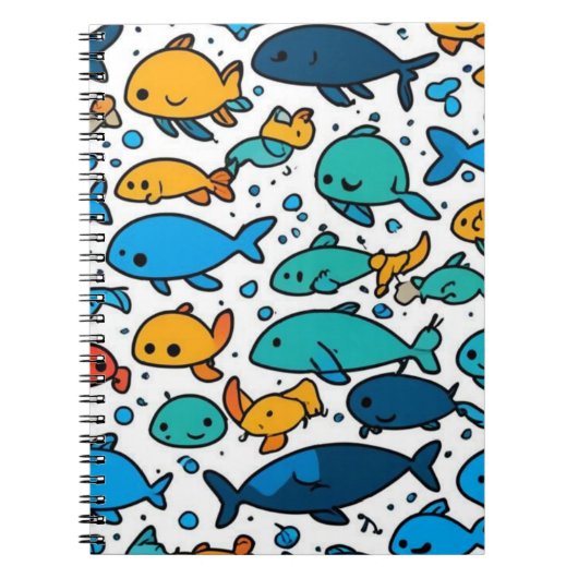 かわいいカラフルな魚模様のノートブック ノートブック (正面)