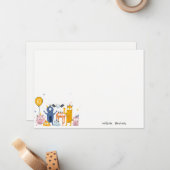 かわいいカラフルな黄色のパーティーモンスター 子供の誕生日 ノートカード (正面/裏面インサイチュ)