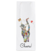 かわいいカラフルねこワインバッグ ワインギフトバッグ (正面)