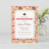 かわいいカラフルのケーキのイラストレーションの花嫁のお茶会 招待状 (スタンド正面)