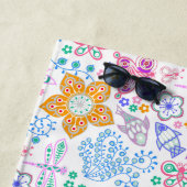 かわいいカラフルのシームレスなフローラ自然パターン ビーチタオル (インサイチュ)