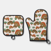 かわいいカラフルの国デザイン 鍋つかみ&鍋敷きセット (正面)