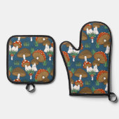 かわいいカラフルの国デザイン 鍋つかみ&鍋敷きセット (正面)