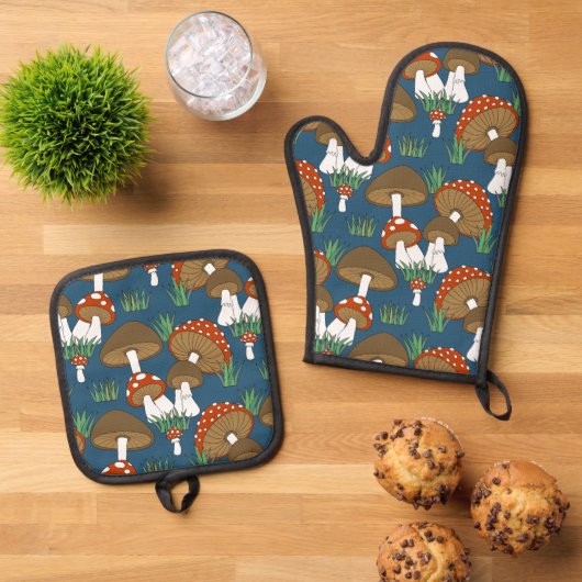 かわいいカラフルの国デザイン 鍋つかみ&鍋敷きセット (トップダウン)