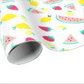 かわいいカラフルの夏のフルーツ ラッピングペーパー (ロールコーナー)