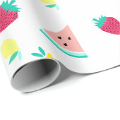 かわいいカラフルの夏のフルーツ ラッピングペーパー (ロールコーナー)