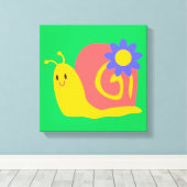 かわいいカラフルの子供のカタツムリデザイン キャンバスプリント (インサイチュ (ウッドフロア))