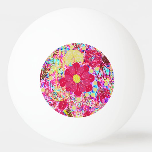 かわいいカラフルの明るい花 卓球ボール (正面)