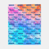 かわいいカラフルの繰り返し名パーソナライズされた フリースブランケット (正面)