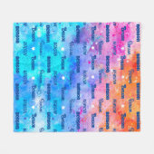 かわいいカラフルの繰り返し名パーソナライズされた フリースブランケット (正面(横))