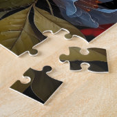 かわいいカラフルの花の枝の上の鳥 ジグソーパズル (側面)