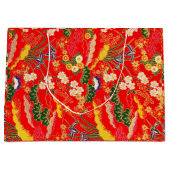 かわいいカラフルの花柄 ラージペーパーバッグ (正面)