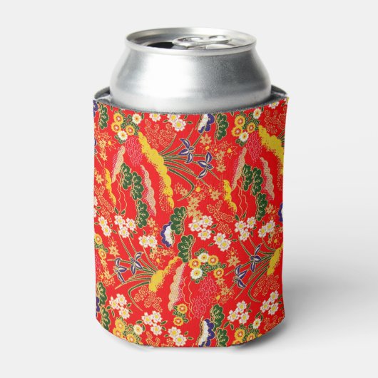 かわいいカラフルの花柄 缶クーラー (缶正面)