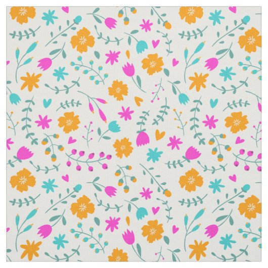 かわいいカラフルの花模様 ファブリック (見本)