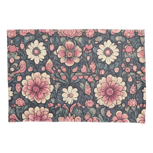 かわいいカラフルの花 枕カバー (正面)