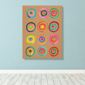 かわいいカラフルの虹のお洒落丸 キャンバスプリント (インサイチュ (ウッドフロア))