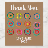 かわいいカラフルの虹のお洒落丸 ワインラベル (シングルラベル)