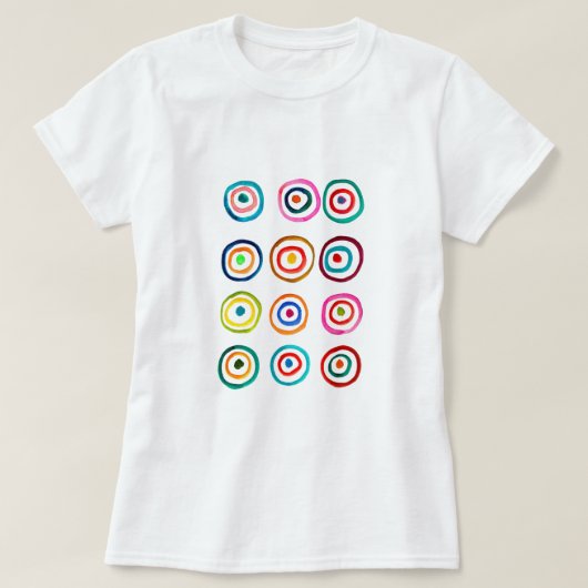 かわいいカラフルの虹のお洒落丸 Tシャツ (デザイン正面)