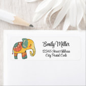 かわいいカラフルの象の装飾 ラベル (インサイチュ)