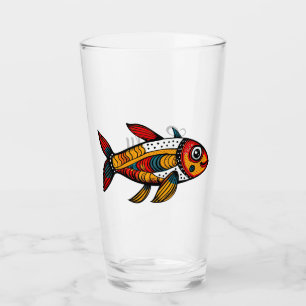 かわいいカラフルの魚の装飾 タンブラーグラス