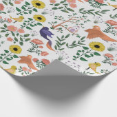 かわいいカラフルぼほ鳥と花柄 ラッピングペーパー (角)