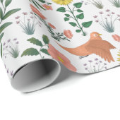 かわいいカラフルぼほ鳥と花柄 ラッピングペーパー (ロールコーナー)